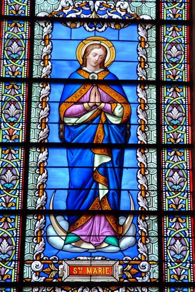 Church Window Depicting Religious Scene — Stock Photo, Image