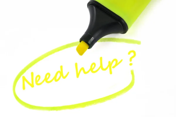 Potrzebujesz Pomocy Napisane Neon Filcu Zbliżeniu Białym Tle — Zdjęcie stockowe