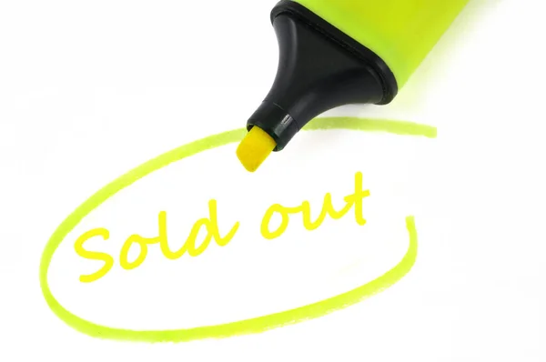 Sold Out Written Neon Felt Close White Background — Stock Photo, Image