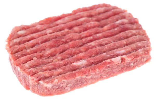 Roh Rindfleisch Hackfleisch Nahaufnahme Auf Weißem Hintergrund — Stockfoto