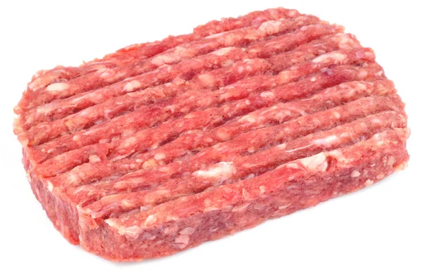 Roh Rindfleisch Hackfleisch Nahaufnahme Auf Weißem Hintergrund — Stockfoto