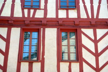 Vannes, Brittany 'de kereste çerçeveli evler 