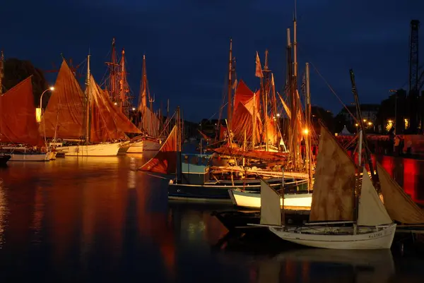 Hafen Von Vannes Bei Nacht Der Bretagne — Stockfoto