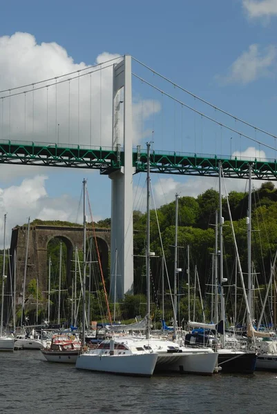 Nieuwe Oude Roche Bernard Brug Morbihan — Stockfoto