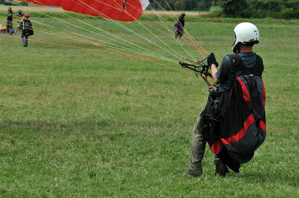 Paraglider Bij Forclaz Franse Alpen — Stockfoto