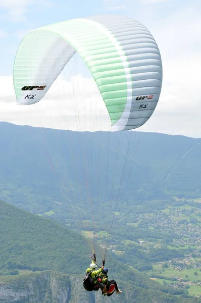Paragliders Bij Forclaz Franse Alpen — Stockfoto