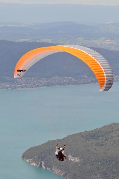 Paragliders Bij Forclaz Franse Alpen — Stockfoto