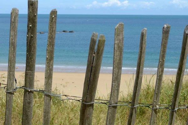Recinzione Fronte Una Spiaggia Mare — Foto Stock