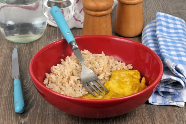 Diet Meal Fish Curry Rice — Stock Photo, Image