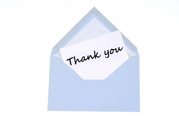Thank You Written Card Envelope White Background — Stock Photo, Image