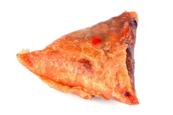 Sült Samosa Közelről Fehér Háttér — Stock Fotó