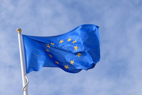 European flag fluttering in the air 