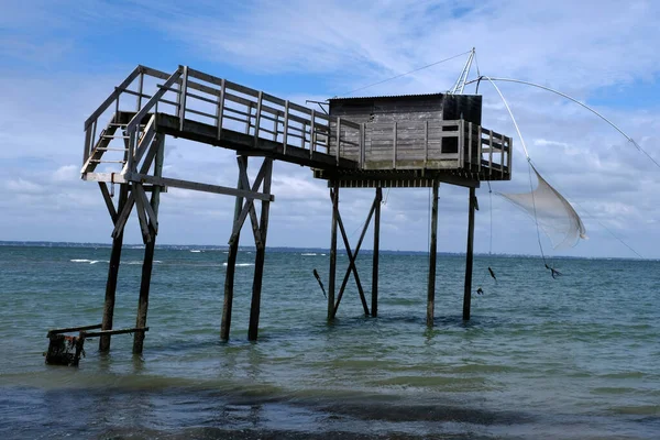 Plage Joalland Avec Une Cabane Pêche Plie — Photo