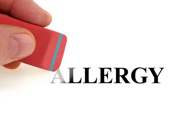 Wis Het Woord Allergie Met Een Gum — Stockfoto