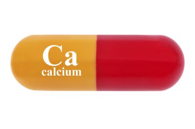 Beyaz arkaplan üzerindeki kalsiyum kapsülü kavramı