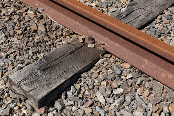 Close Railroad Track Ballast — Stock Photo, Image