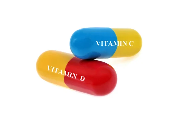Beyaz Arkaplanda Vitamini Kapsülleri — Stok fotoğraf