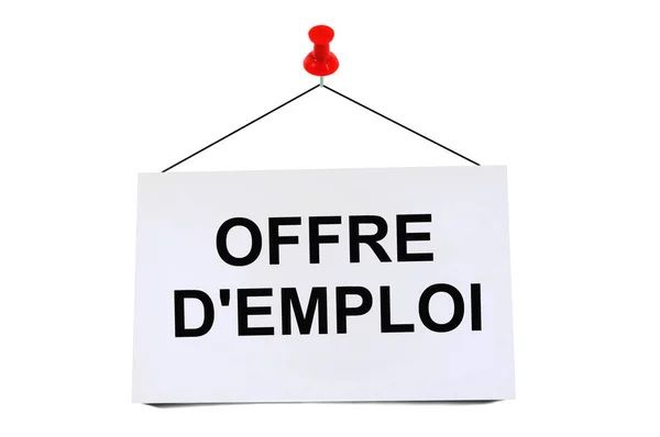 Carte Épinglée Sur Fond Blanc Avec Offre Emploi Français — Photo