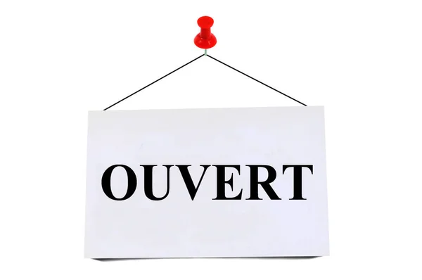 Oinned Κάρτα Λευκό Φόντο Ανοιχτό Γραμμένο Στα Γαλλικά Αυτό — Φωτογραφία Αρχείου