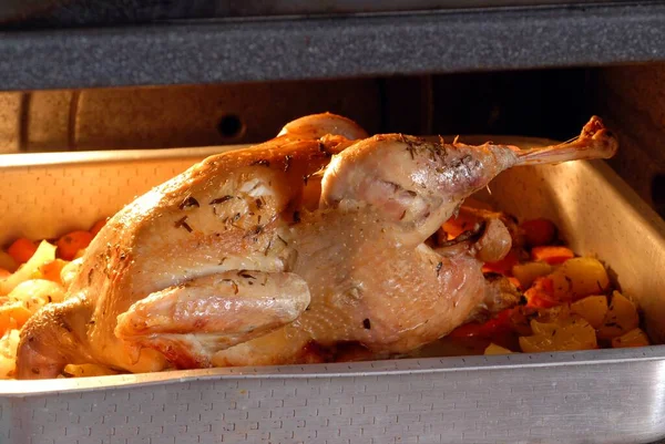 Masakan Ayam Dalam Oven Dengan Sayuran — Stok Foto