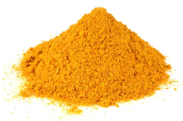 Curry Pulver Närbild Vit Bakgrund — Stockfoto