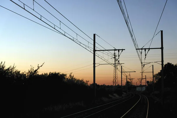 Spoorweg Bourg Bresse Bij Zonsondergang — Stockfoto