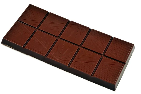 Barra Cioccolato Fondente Vicino Sfondo Bianco — Foto Stock