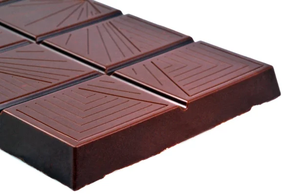Barra Chocolate Escuro Fechar Fundo Branco — Fotografia de Stock