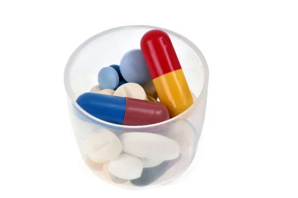 Směs Antibiotik Plastovém Obalu Close Bílém Pozadí — Stock fotografie