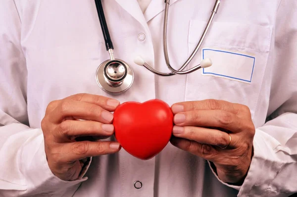 Kardiologe Hält Ein Herz Der Hand Aus Nächster Nähe — Stockfoto