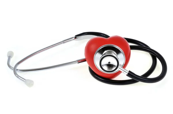 Heart Stethoscope Close White Background — Stock Photo, Image