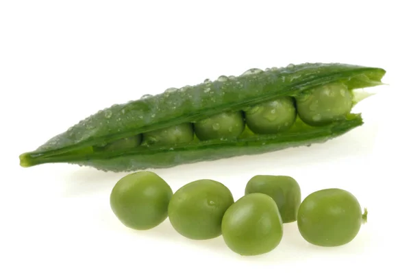 Fresh Organic Peas Pods Close White Background — Stock Photo, Image