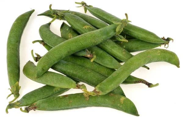 Fresh Organic Peas Pods Close White Background — Stock Photo, Image
