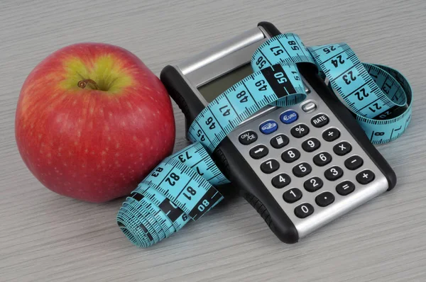 Conceptul Dietă Măr Calculator Contor Flexibil — Fotografie, imagine de stoc