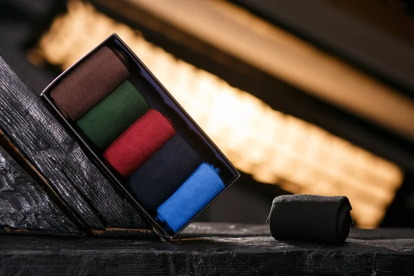 Set Van Klassieke Sokken Zwart Cadeau Pakket — Stockfoto