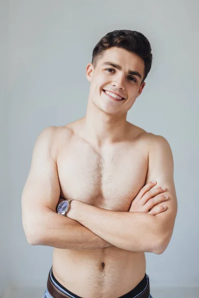 Young Handsome Man Naked Torso Home — Stock Photo, Image