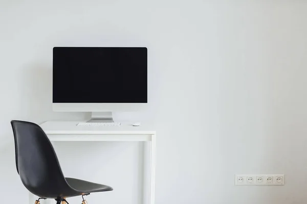 Interior Del Lugar Trabajo Moderno Blanco Espacio Copia — Foto de Stock