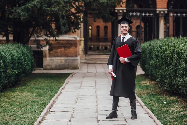 Young Handsome Man Graduating University Holding Diploma — Φωτογραφία Αρχείου