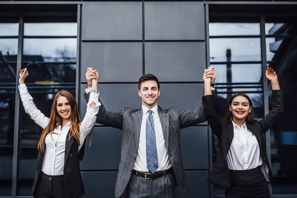 Group Happy Young People Formal Wear Celebrating — Stock Photo, Image