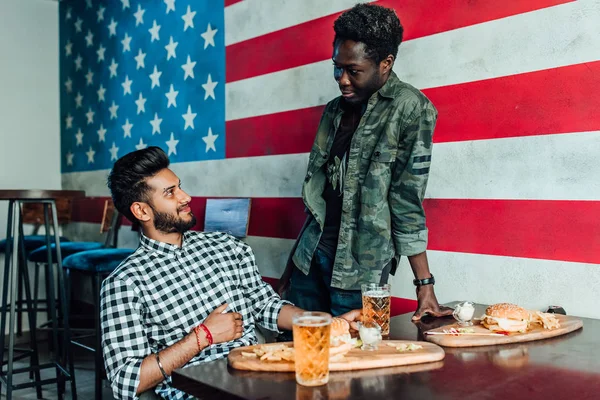 Two Cheerful Men Having Fun While Spending Time Pub — Stock Photo, Image