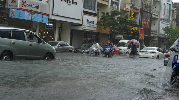 Nang City Vietnam December 2018 City Flooding Raining Season Lot — стоковое фото