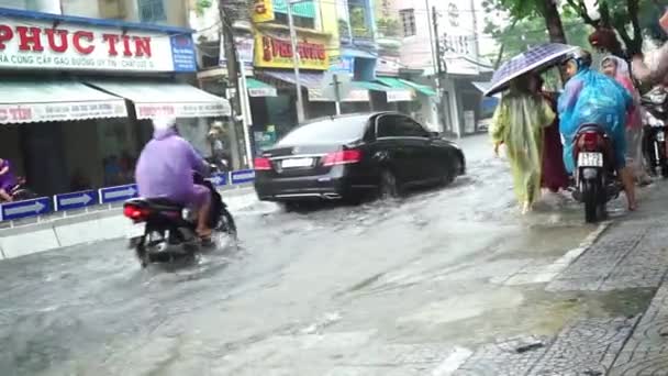 Nang Staden Vietnam December 2018 Staden Översvämning Säsongen Regnar Hel — Stockvideo