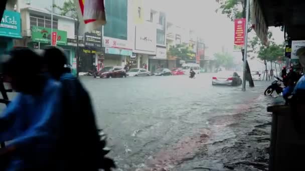 Nang Staden Vietnam December 2018 Staden Översvämning Säsongen Regnar Hel — Stockvideo