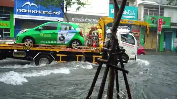 Nang City Vietnam December 2018 Stad Overstromingen Regentijd Veel Water — Stockvideo