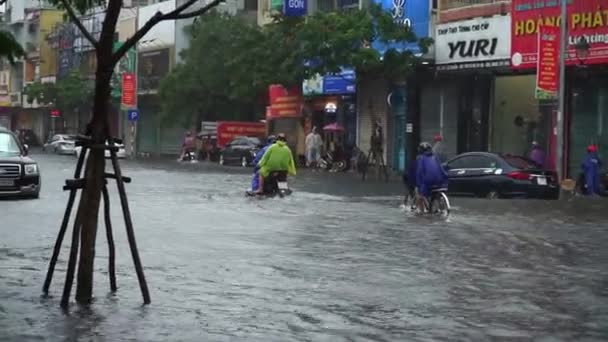 Nang Staden Vietnam December 2018 Staden Översvämning Säsongen Regnar Hel — Stockvideo