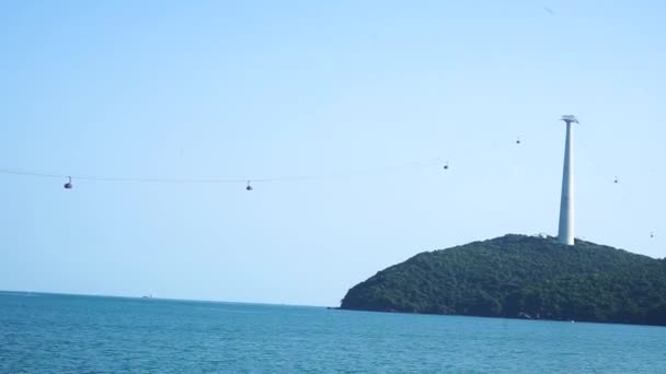 Linbanorna Havet Den Phu Quoc Längsta Linbana Resa Koncept — Stockvideo