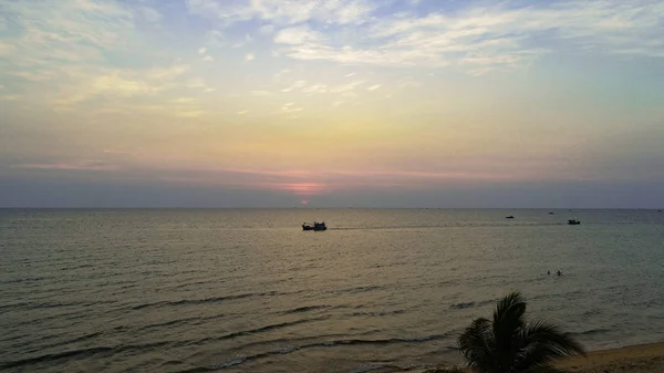 Hermosa Puesta Sol Desde Alto Isla Phu Quoc Vietnam Contexto — Foto de Stock
