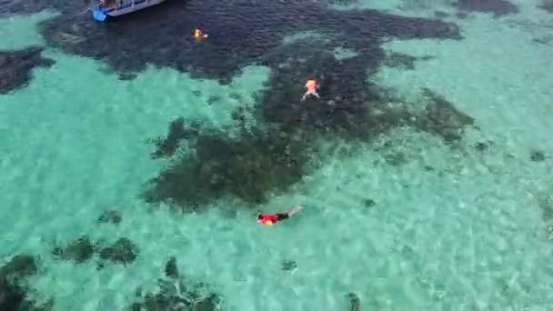 Prachtige Luchtfoto Voor Mooi Eiland Met Wit Zand Kristalheldere Water — Stockvideo