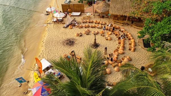 Beach bar from the high aerial view for sea and bar in Phu Quoc Vietnam