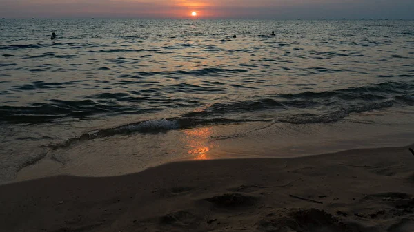 Paisagem Belo Pôr Sol Phu Quoc Ilha Praia Areia Com — Fotografia de Stock